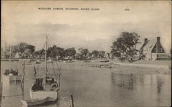 Wickford Harbor - Black & White Scene Rhode Island Postcard Postcard