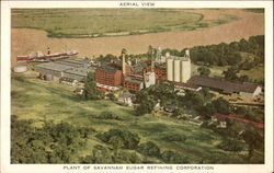 Aerial View - Plant of Savannah Sugar Refining Corporation Port Wentworth, GA Postcard Postcard