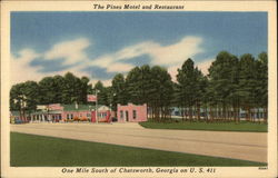 The Pines Motel and Restaurant Chatsworth, GA Postcard Postcard