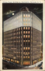 Chimes Tower Building by Illumination Syracuse, NY Postcard Postcard