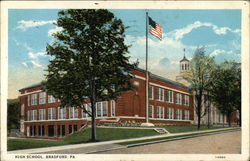 Street View of High School & Grounds Bradford, PA Postcard Postcard