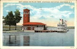 Boat Landing and Miller Tower at Chautauqua Institution New York Postcard Postcard