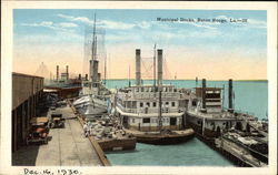 View of Municipal Docks and Boats Postcard