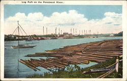 Log Raft on the Penobscot River Postcard