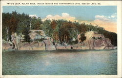 Frye's Leap, Pulpit Rock, Indian Images and Hawthorne's Cave Sebago Lake, ME Postcard Postcard