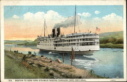 Boston to New York Steamer passing through cape cod canal Massachusetts Postcard Postcard