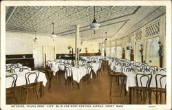 Interior of the Young Brothers Cafe' at Main & West Central Avenue Onset, MA Postcard Postcard