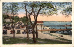 Scenic View of Parking Spaces and Piers Postcard