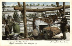 Sugaring in "Ye Olden Times" Vermont Postcard Postcard