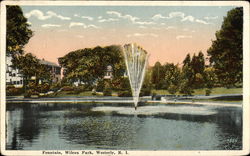 Scenic View of Fountain in Wilcox Park Westerly, RI Postcard Postcard