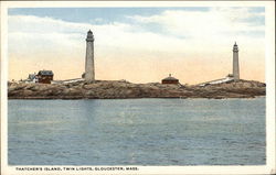 Thatcher's Island, Twin Lights Gloucester, MA Postcard Postcard