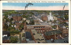 General View from Court House looking North, showing Industries Hamilton, OH Postcard Postcard