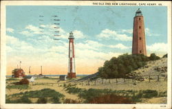 The Old and New Lighthouse Postcard