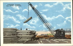 Crane Operator Unloading Lumber San Pedro, CA Postcard Postcard