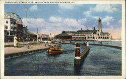 Casino and Wesley Lake at Asbury Park Ocean Grove, NJ Postcard Postcard