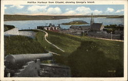 Halifax Harbour from Citadel showing George's Island Postcard