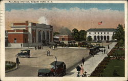 Bird's Eye View of Railroad Station Asbury Park, NJ Postcard Postcard