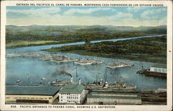 Pacific Entrance to Panama Canal showing U.S. Destroyers Postcard Postcard