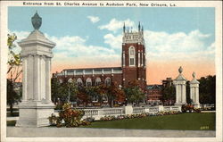 Entrance from St. Charles Avenue to Audobon Park New Orleans, LA Postcard Postcard