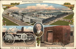 Present Henry Ford Factory - First Ford Machine Built - First Henry Ford Factory Cars Postcard Postcard