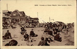 Crowds at Ocean Beach New London, CT Postcard Postcard