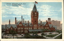 Chicago, Milwaukee & St. Paul Railway Depot Wisconsin Postcard Postcard