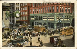 View of Crowded State and Washington Streets Chicago, IL Postcard Postcard