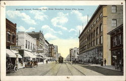 Fourth Street, Looking East from Douglas Sioux City, IA Postcard Postcard