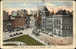 Bird's Eye View looking up State Street from D & H Building Postcard