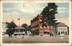 Street View of Village Square and Post Office Postcard