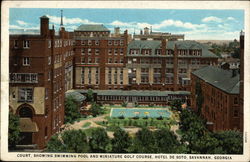 Hotel De Soto - Court , Swimming Pool and Miniature Golf Course Postcard