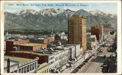 Main Street, Wasatch Mountains in Distance Salt Lake City, UT Postcard Postcard