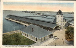 Bird's Eye View of the C & O Station and Pier Postcard