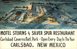 Motel Stevens and Silver Spa Restaurant Carlsbad, NM Postcard Postcard