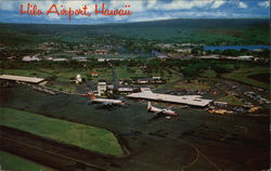 Aerial View of Airport with City and Mauna Kea in the Background Hilo, HI Postcard Postcard