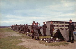 A Company Commander Inspects Trainees in a full Field Inspection Postcard