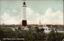 Light House and Surrounding Residential Area Postcard