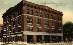 Headquarters of Springfield Fire Department Massachusetts Postcard Postcard