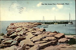 The Old Stone Pier and Water View Falmouth, MA Postcard Postcard