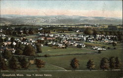 Aerial View of T. Moreys Factory Greenfield, MA Postcard Postcard