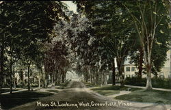 Main Street, Looking West Greenfield, MA Postcard Postcard