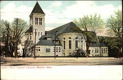 Street View of First Baptist Church Malden, MA Postcard Postcard