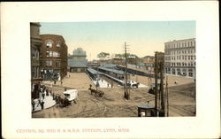 Central Square and B & MRR Station Lynn, MA Postcard Postcard