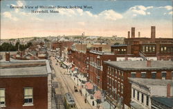 General View of Merrimac Street, looking West Haverhill, MA Postcard Postcard