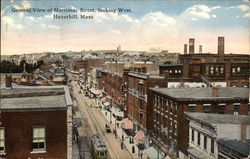 General View of Merrimac Street, looking West Haverhill, MA Postcard Postcard