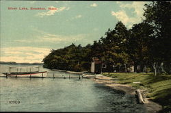 Cottage and Boat on Silver Lake Brockton, MA Postcard Postcard