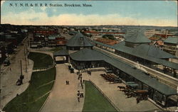 Bird's Eye View of NYNH & HRR Station Postcard