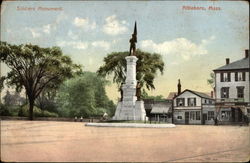 Street View of Soldiers Monument Attleboro, MA Postcard Postcard