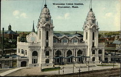 Worcester Union Station Massachusetts Postcard Postcard