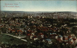 Bird's Eye View of Town Worcester, MA Postcard Postcard